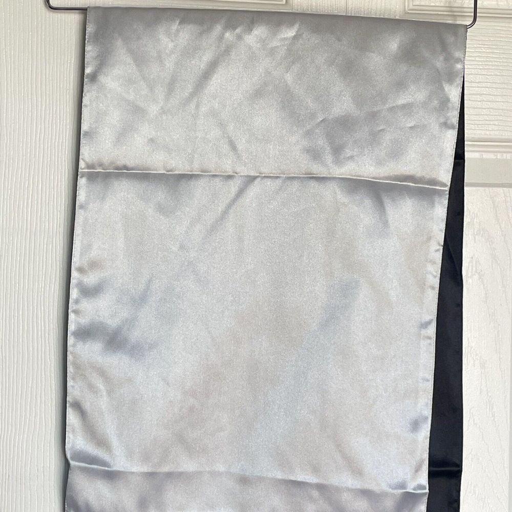 Reversible Scarf Fringe Gray And Black 38 x 12 Polyester - Picture 7 of 9